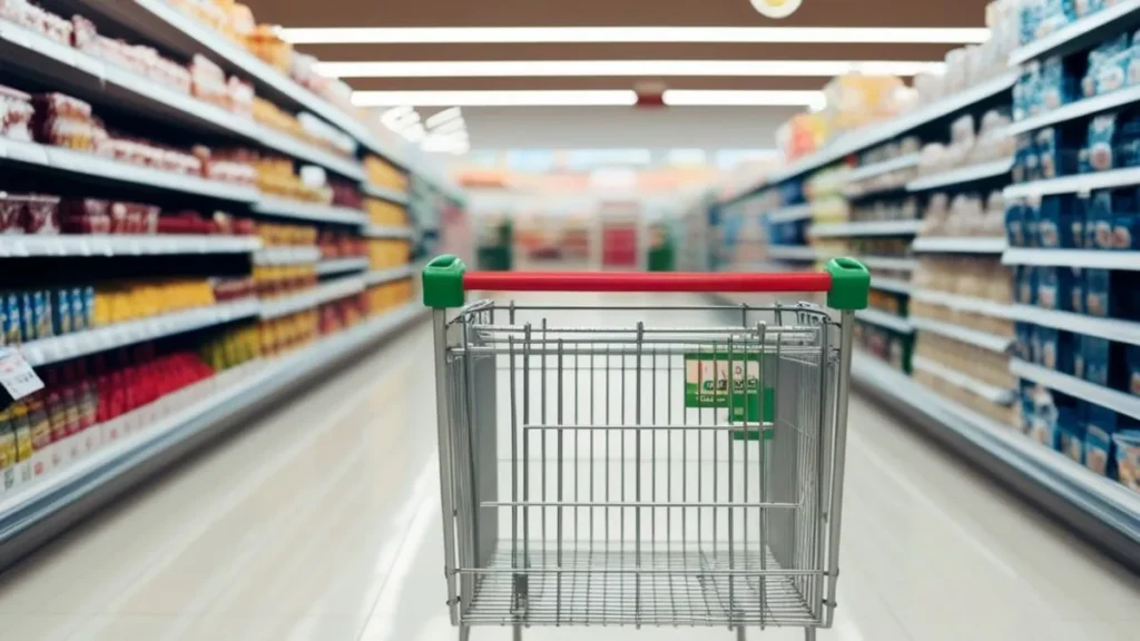Fachada de los supermercados Walmart y Aldi para comparación